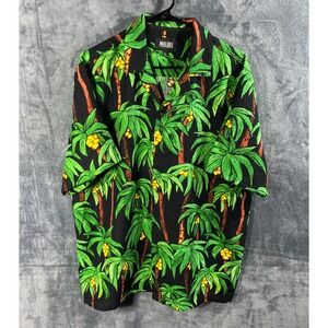 Malibu Drill Clothing Shirt Mens L Hawaiian Tropical Button Up Textuerd Beach